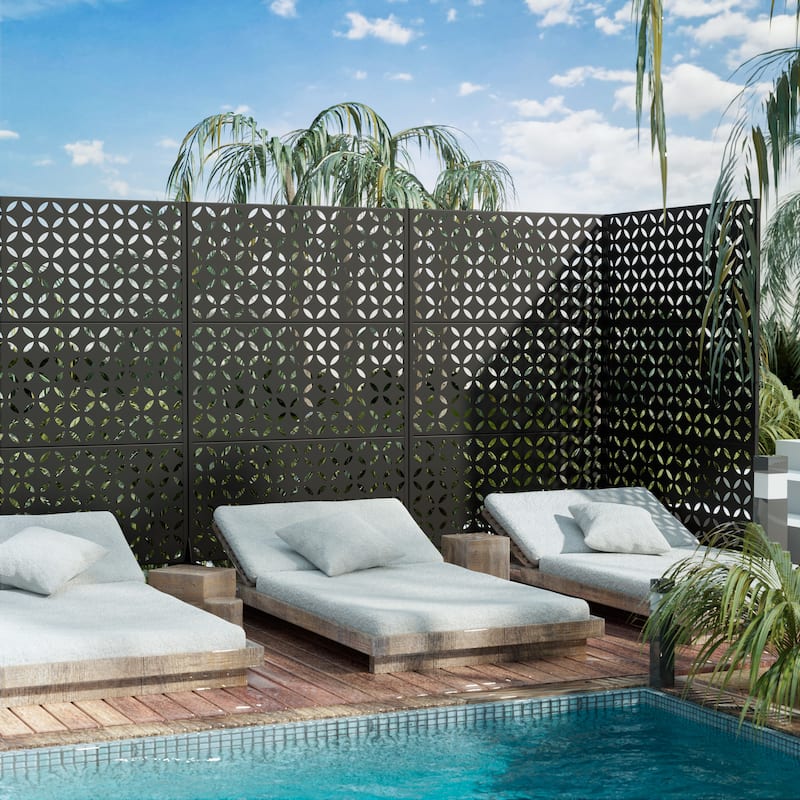 Outdoor Privacy Screen Metal Privacy Screen Panel Free Standing - 72*47