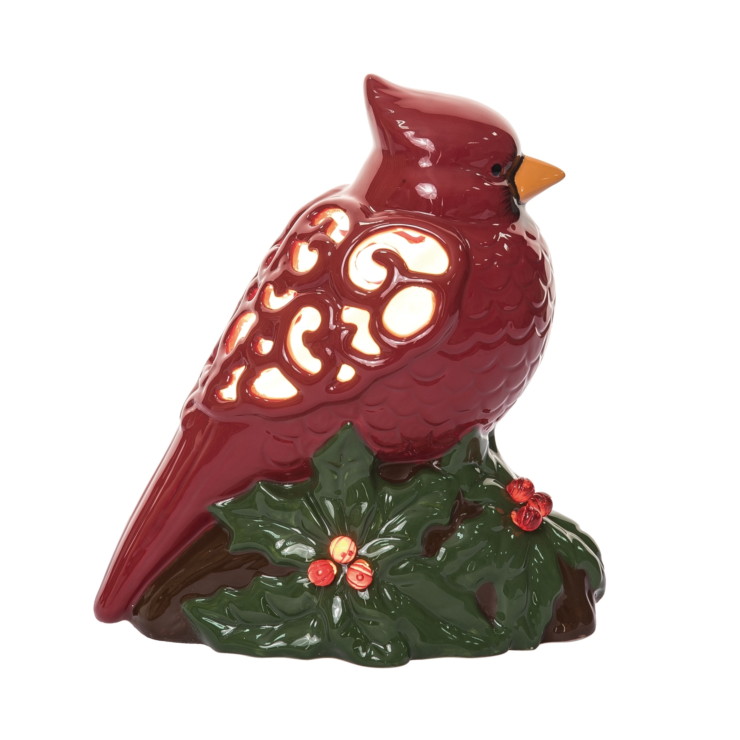 Transpac 10 in. Red Holiday Cardinal with Holly