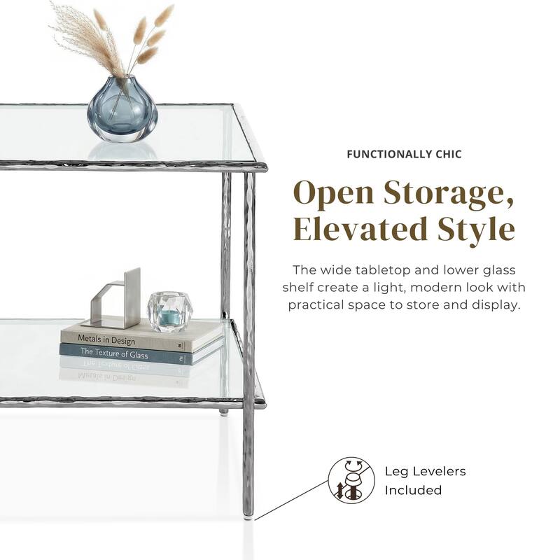 Furniture of America Zayen Modern Hammered Metal 1-Shelf Side Table