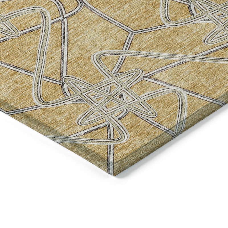 Machine Washable Indoor/ Outdoor Contemporary Links Chantille Rug