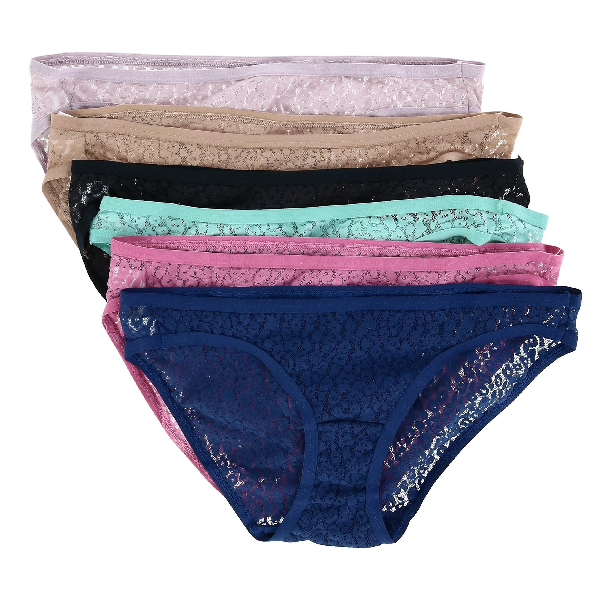 Fruit of the Loom Womens 6 Pack All Over Lace Bikini Panties