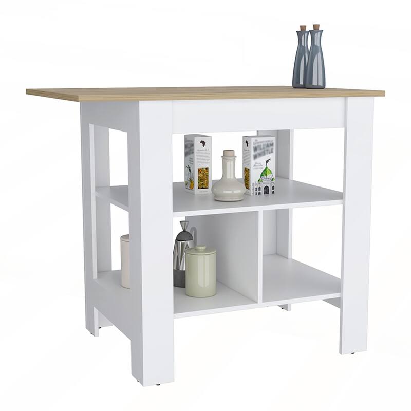 Modern Kitchen Island with Wide Top Storage Shelves
