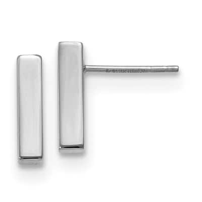 Curata 14k White Polished 3x12mm Flat Bar Post Earrings