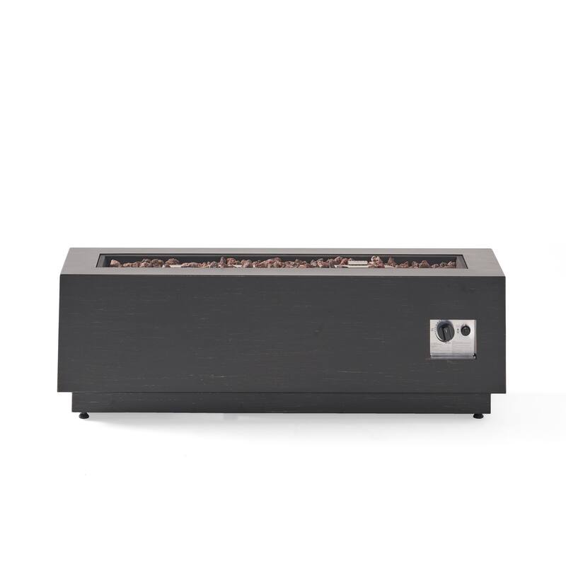 48 in. W x 15 in. H Iron Square Propane Gas Burning Outdoor Fire Pit in Brown