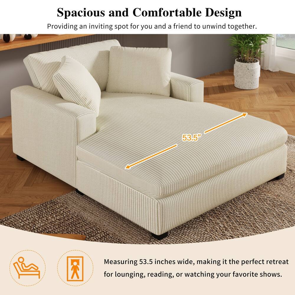 53.5" Oversized Chaise Lounge Lounge Chair, Living Room Upholstered Single Sofa Chair Sleepers Couch Bed