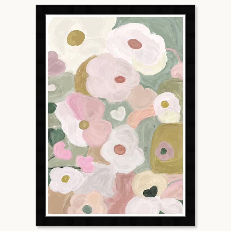 Wynwood Studio Soft Petals Ii Framed Boho Floral 1 Piece Canvas Wall Art - 15 x 21 - Black