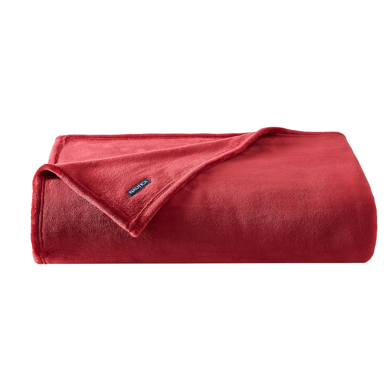 Nautica Solid Ultra Soft Plush Fleece Bed Blanket