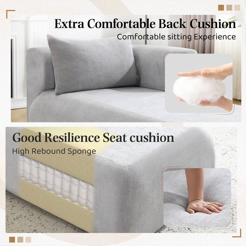 Bezseller Modern Chaise Lounge - Upholstered Sofa with Pillows for Bedroom & Living Room