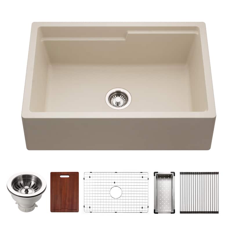 Houzer W-130-C Quartztone 30" Farmhouse Single Basin Granite Composite - Sand