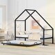 preview thumbnail 1 of 9, Twin Size Metal House Bed with Pull,Out Trundle , Maximizes Space with Versatile Design ,Sturdy Construction Black