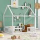 preview thumbnail 4 of 6, White Full Pine House Bed with Fence, Door, Solid Construction