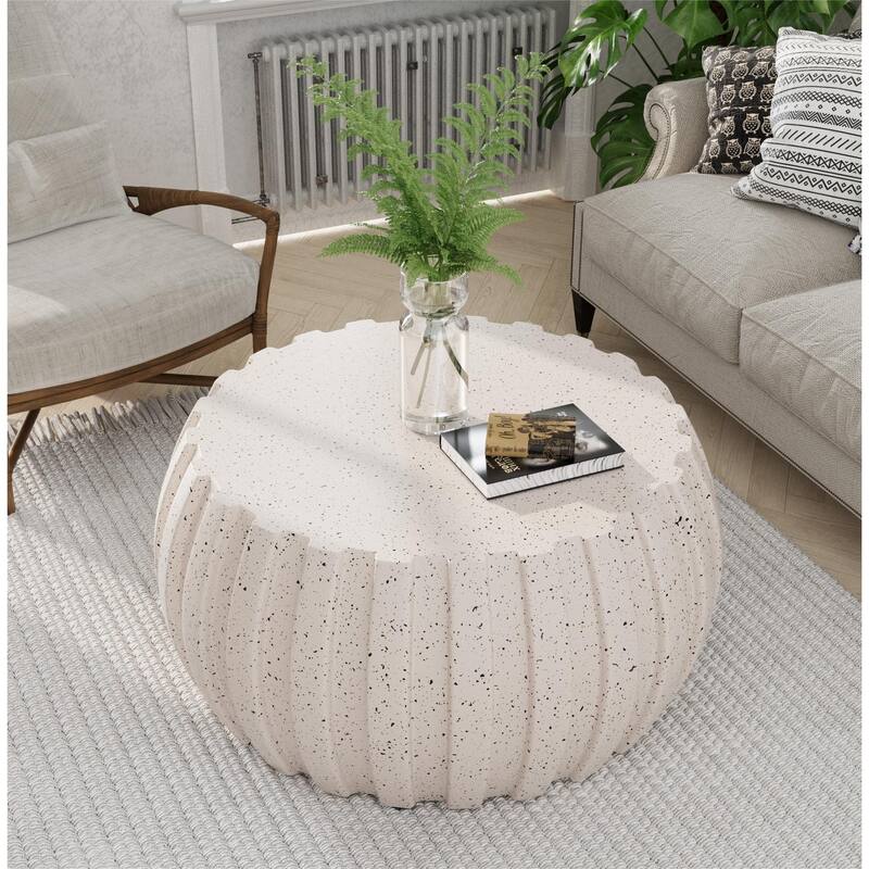 35.43" Waterproof Coffee Table with MgO Cement for Indoor & Outdoor Use