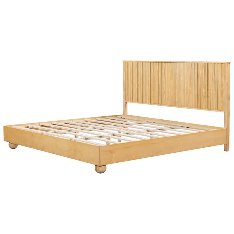 Christopher Knight Home - Anna Natural Wood Bed Frame With Reeded Headboard