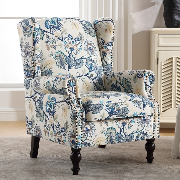 HOMYKA 29'' Wide Floral Pattern Wingback Accent Armchair