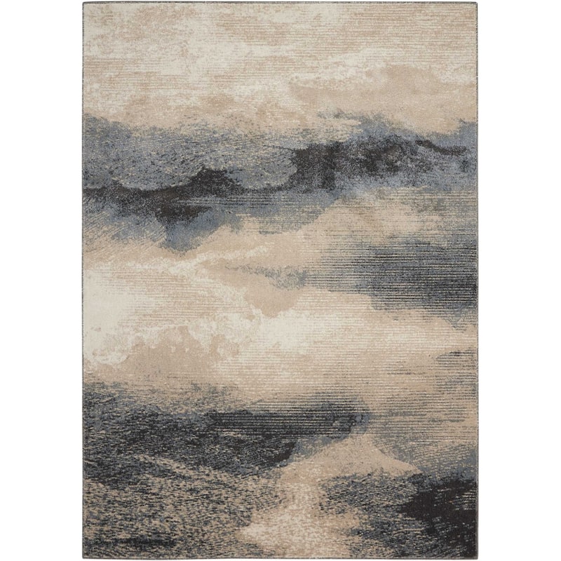 Hibuz Abstract Modern Non Skid Stain Resistant Area Rug By HomeRoots - 153' X '111' X '0.5