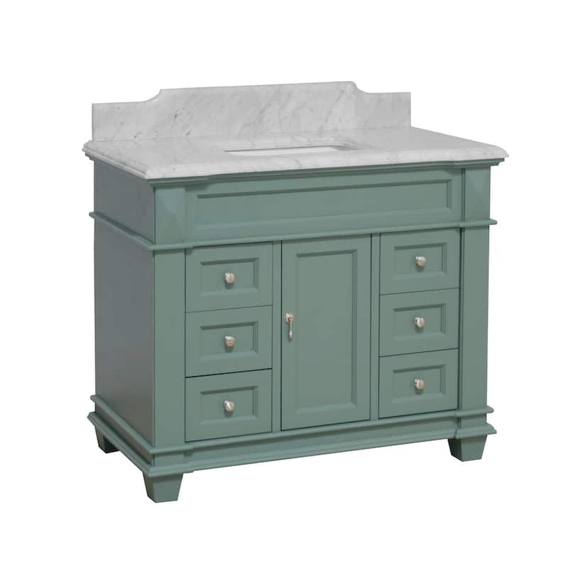 KitchenBathCollection Elizabeth 42" Bathroom Vanity with Carrara Marble Top