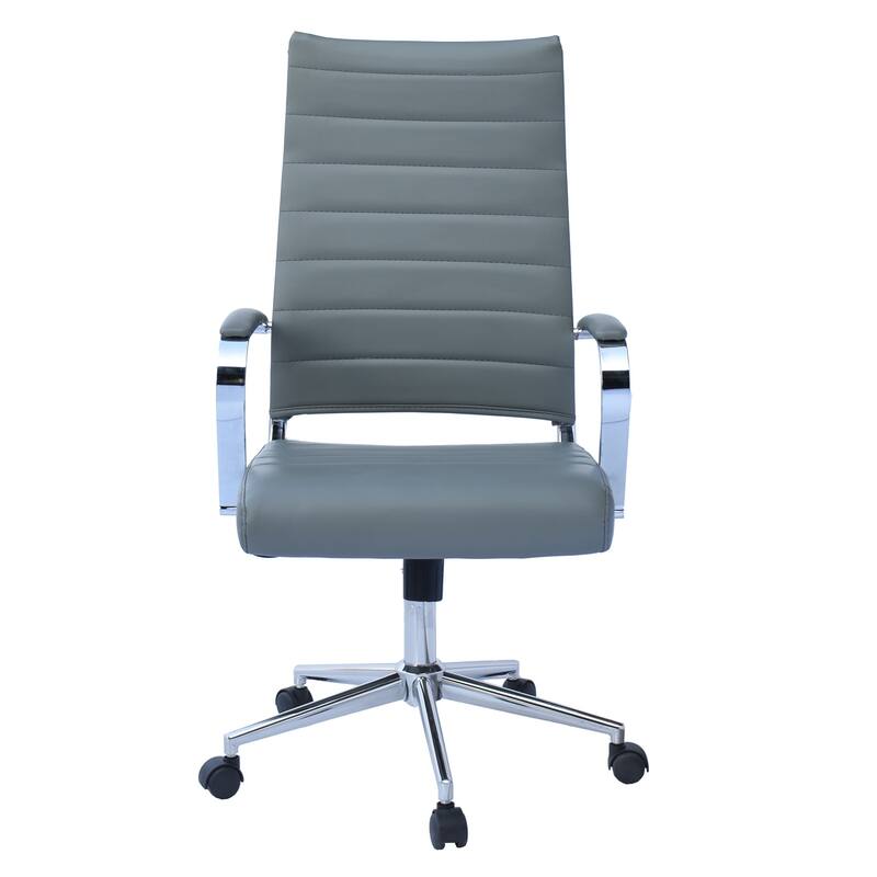 Modern Ergonomic Office Chair: Mid Back, PU Leather, Arms, Tilt, Adjustable Height, Wheels, Swivel