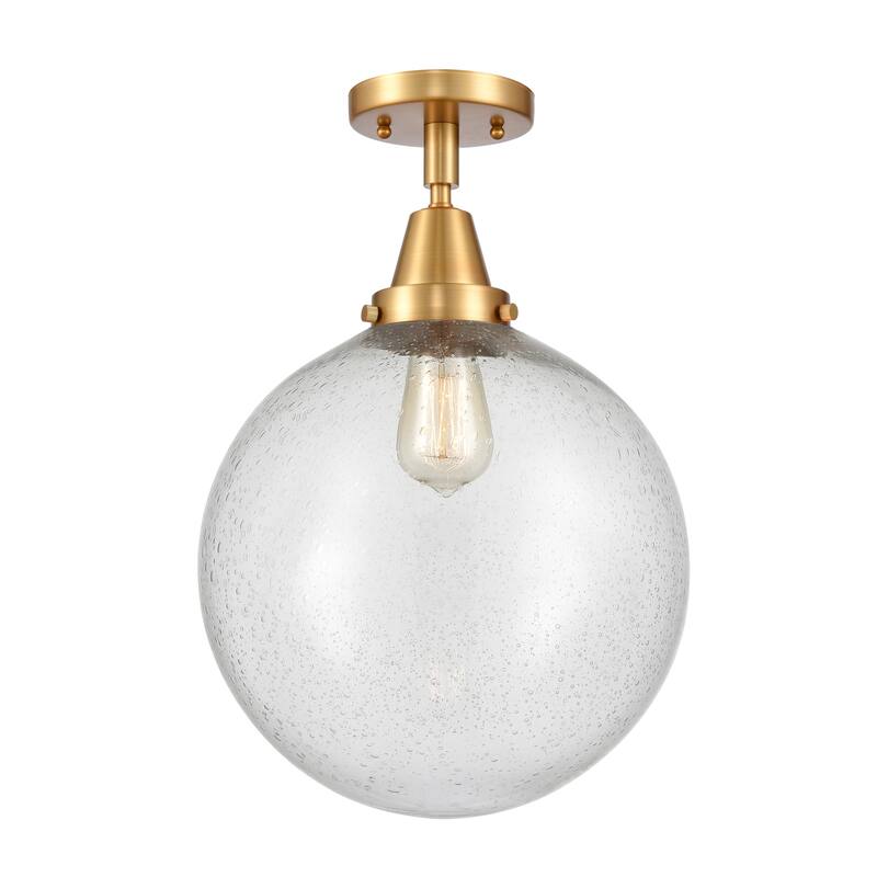 Innovations Lighting Caden Beacon - 1 Light 12" Flush Mount - Satin Gold/Seedy