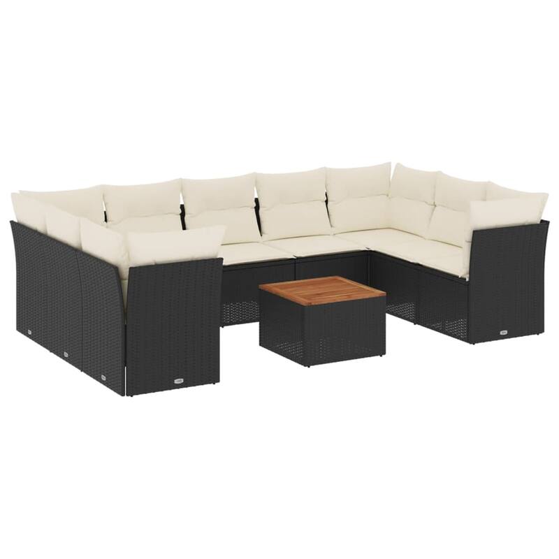 vidaXL Patio Sofa Set with Cushions Outdoor Furniture 10 Piece Poly Rattan - 21.7 x 21.7 x 14.6