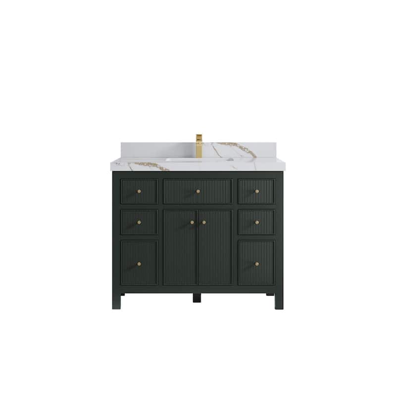 Willow Collections 42 in W x 22 in D Sonoma Free Standing Reeded Single Sink Bathroom Vanity with Countertop