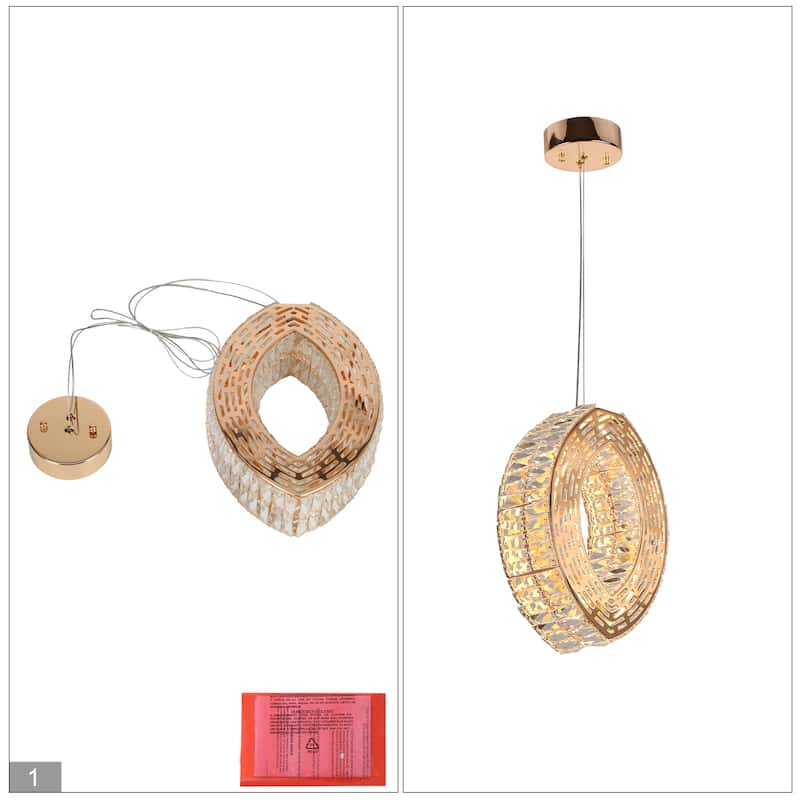 Modern Glam LED 1-Light Oval Crystal Chandelier Island Pendant for Kitchen Island - Gold