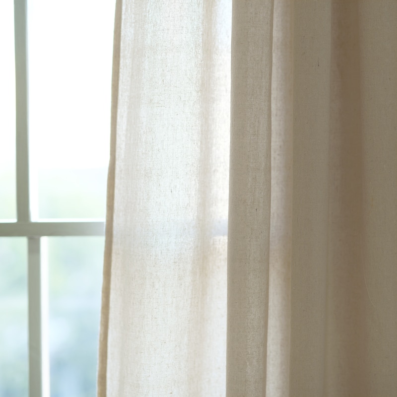 Porch & Den Alsea Burlap Knotted Tab Top Window Curtain Panel Pair