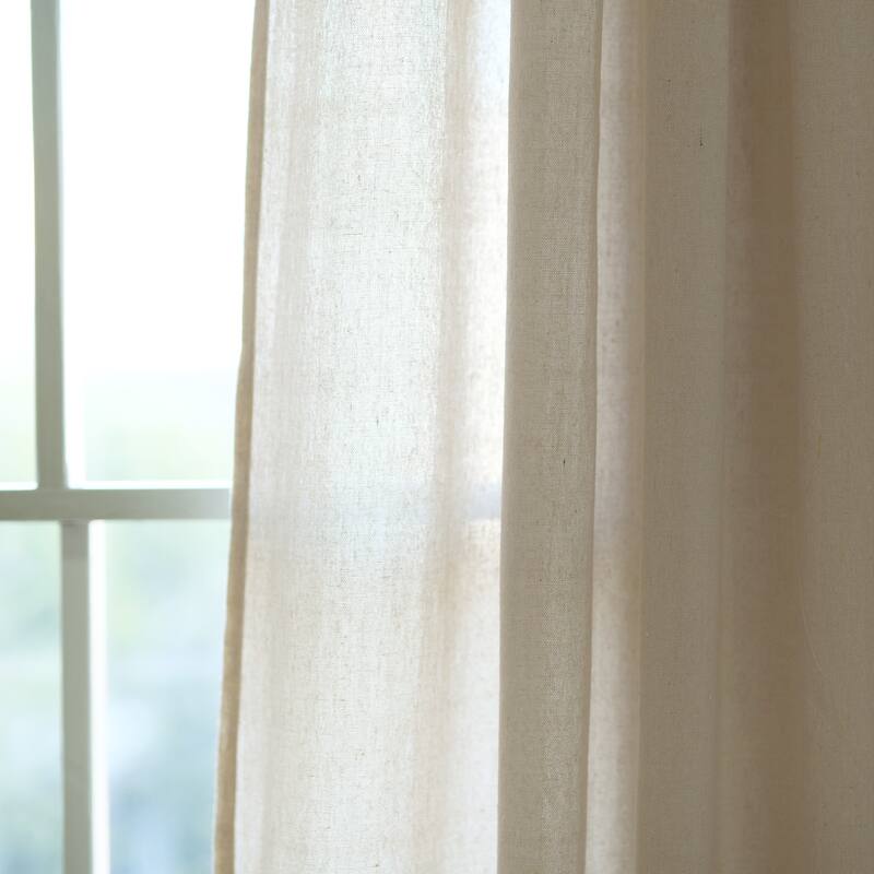 Porch & Den Alsea Burlap Knotted Tab Top Window Curtain Panel Pair