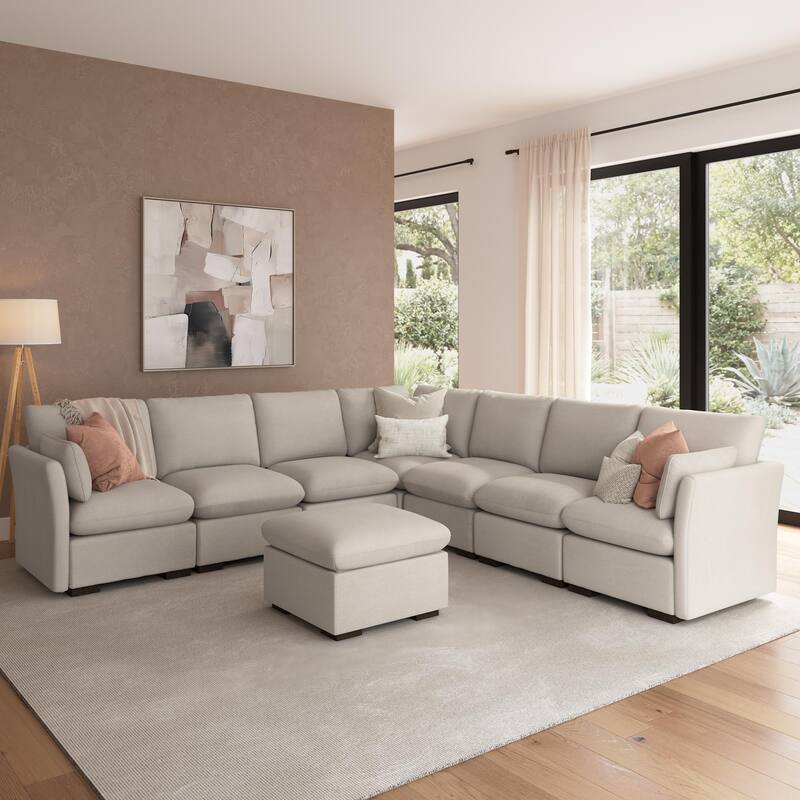 Bush Home Sienna Modular 6-Seater Sectional with Storage Ottoman