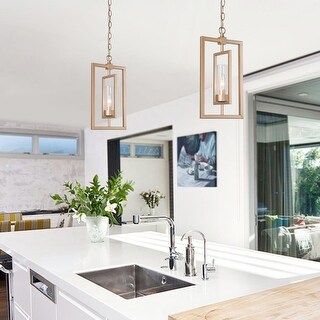 Modern Single Kitchen Island Pendant lights Cylinder Glass Lighting Fixture  - L8.5