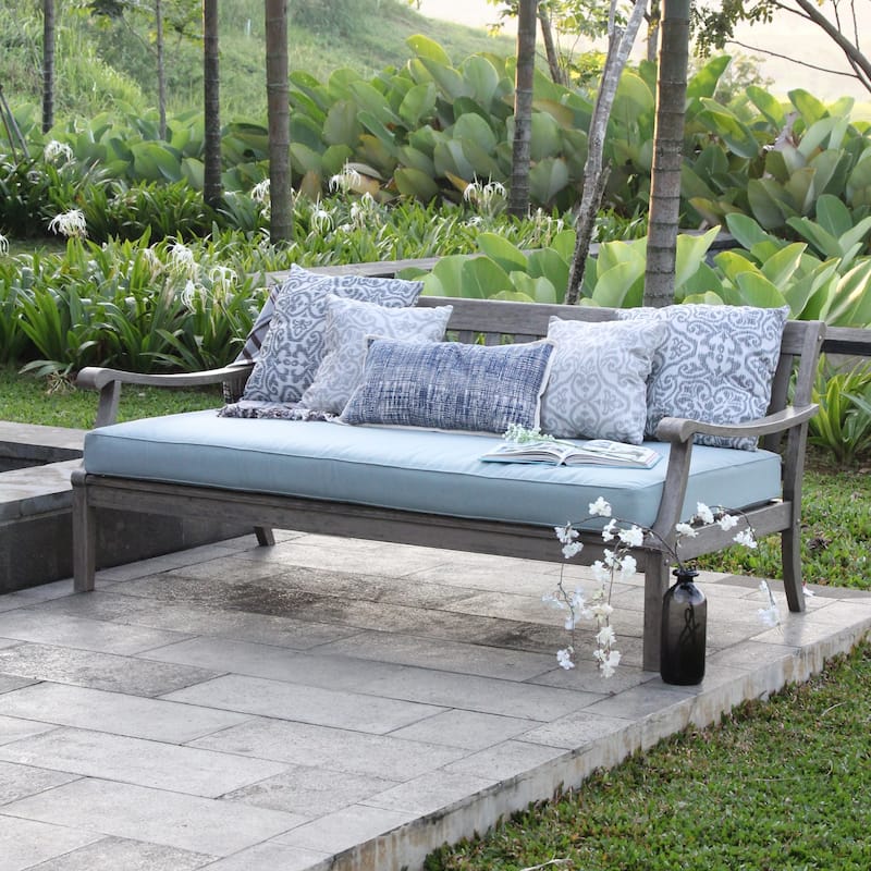 Cambridge Casual Como Solid Wood Outdoor Daybed - Weathered Gray/Blue Spruce Cushion