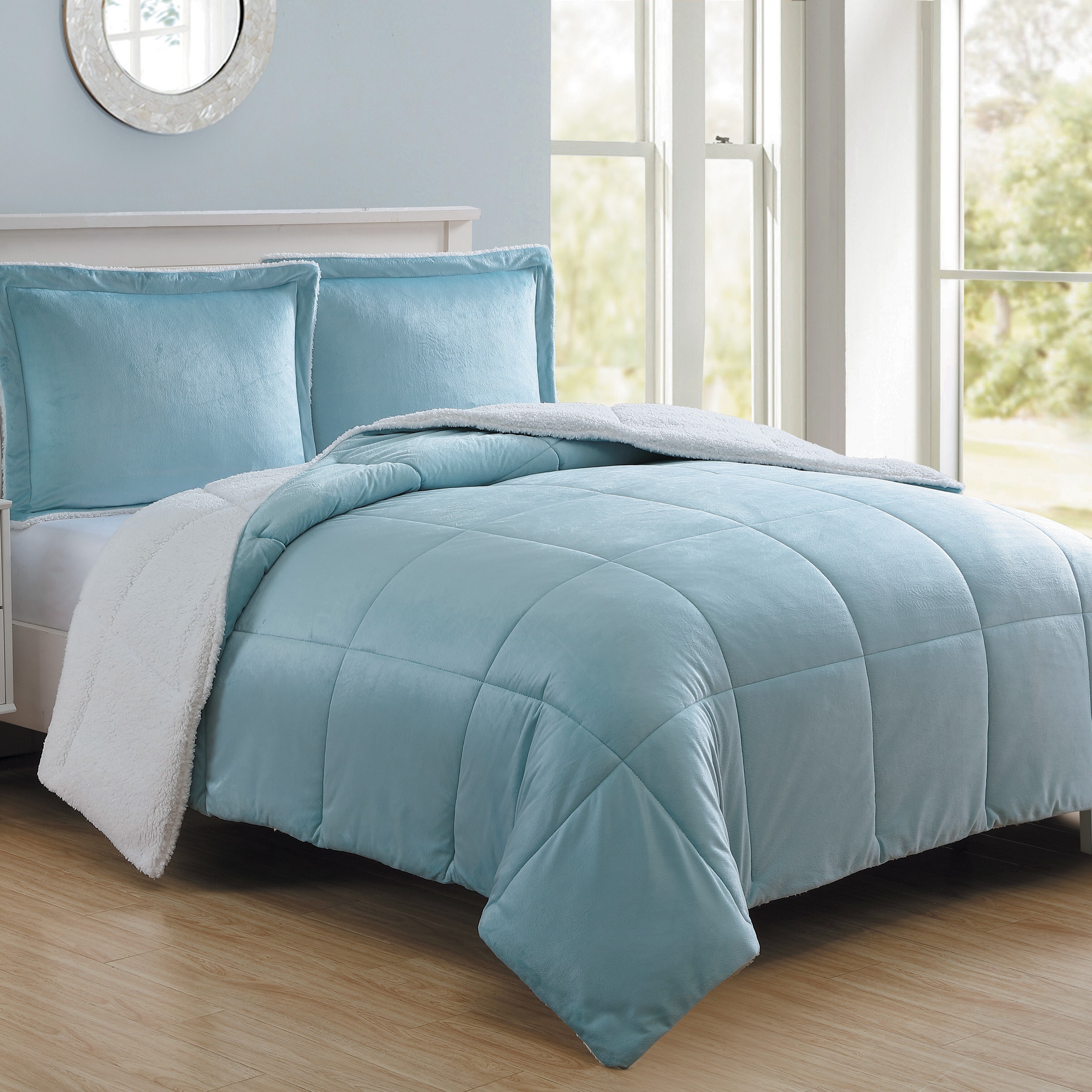 Vcny home micro mink sherpa comforter set 2025