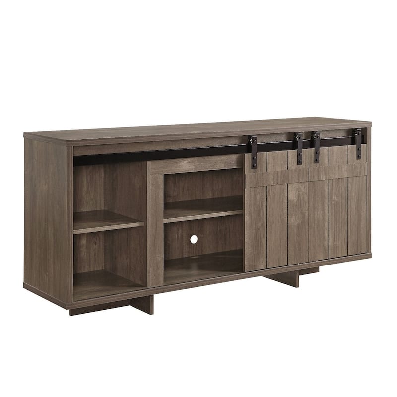 Bellarosa 60-Inch TV Stand with Sliding Barn Doors and Media Compartments, Farmhouse Style