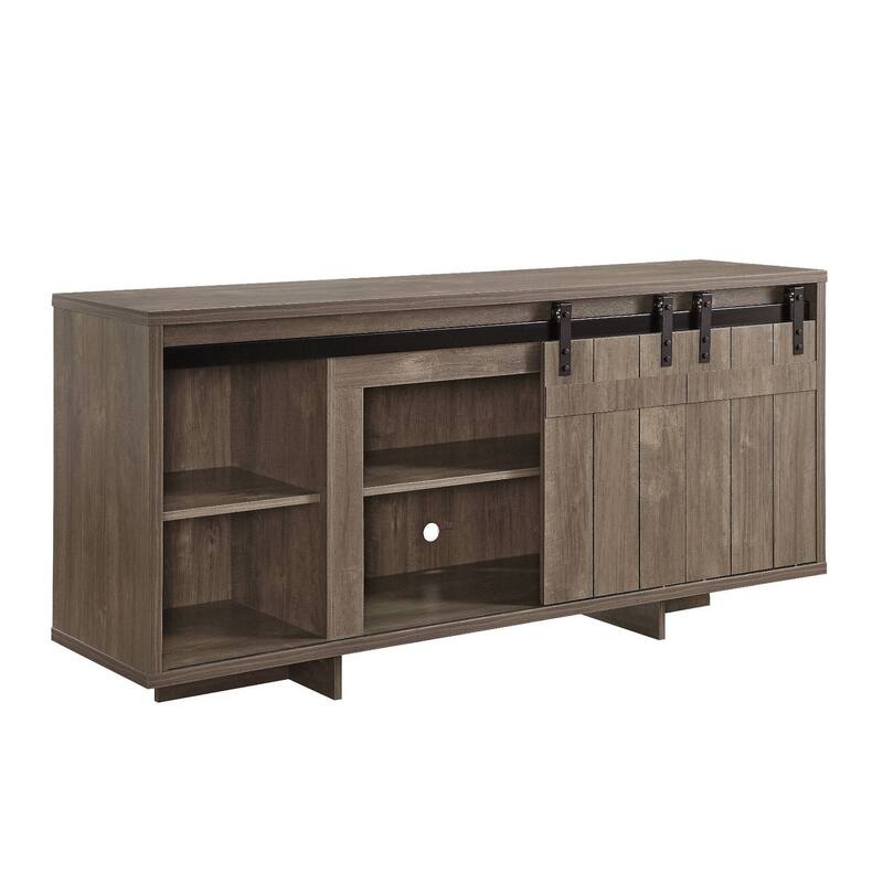 Rustic Farmhouse TV Stand with Sliding Barn Doors and Storage for 60-Inch Flat Screen