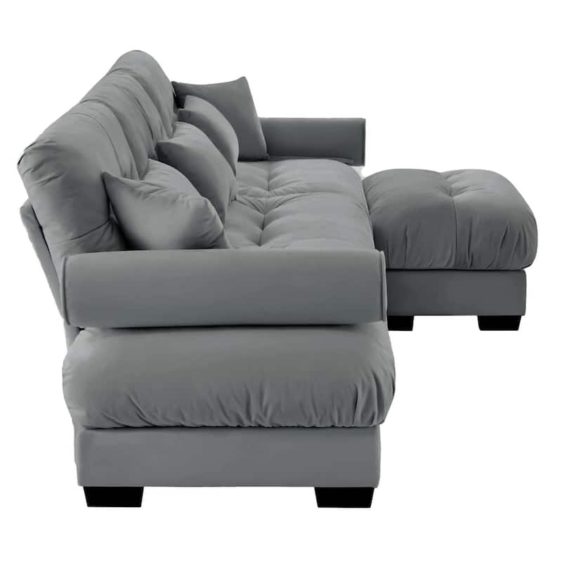 Comfort Convertible Modular Velvet Sectional Sofa Cloud Couch for Living Room