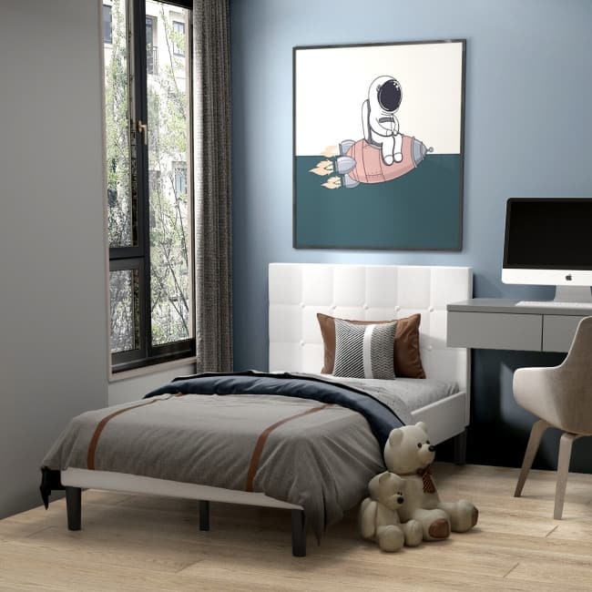 Platform Bed with Button Tufted Headboard