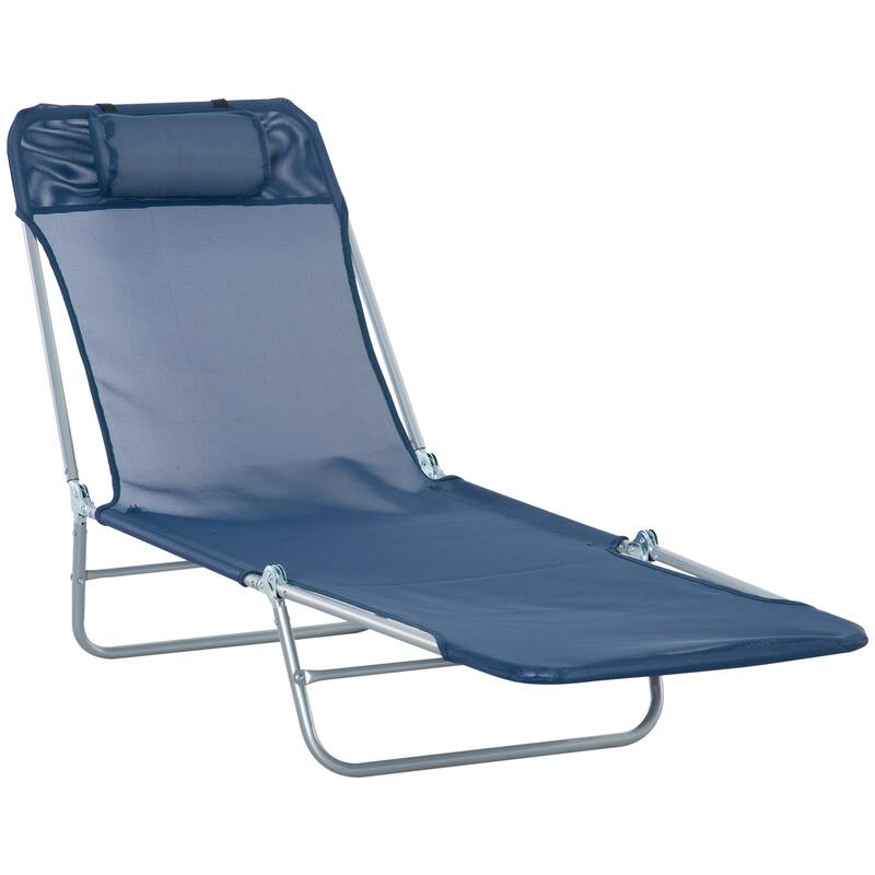 Outdoor Folding Chaise Lounge Chair,Patio Sun Tanning Chair with 6-Position Reclining Back,Breathable Mesh Seat and Headrest