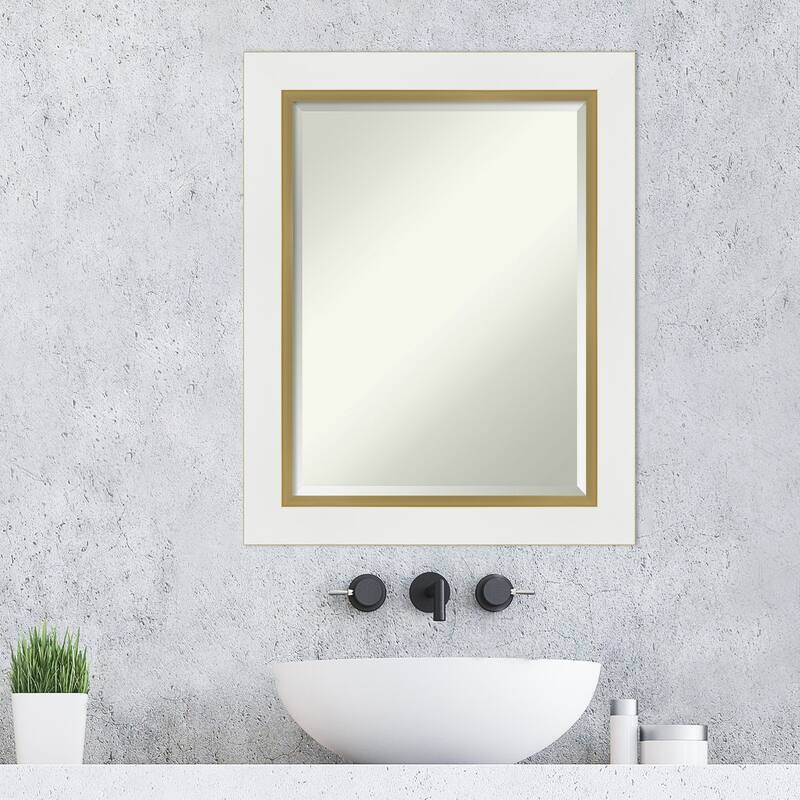 Beveled Bathroom Wall Mirror - Eva White Gold Frame