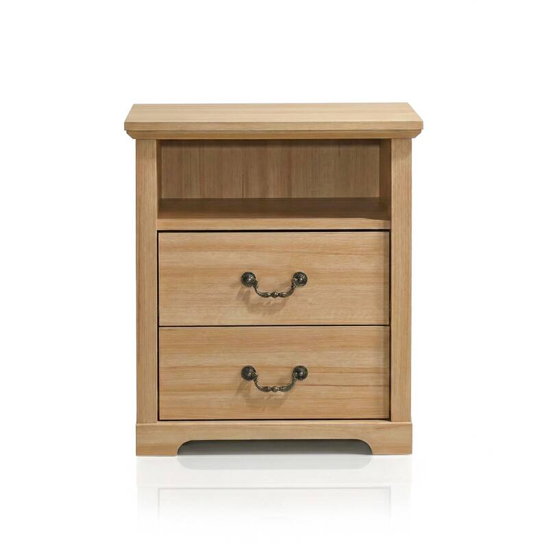 247 Shop At Home Marie 2-Drawer Nightstand with Open Storage Shelf