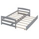 preview thumbnail 6 of 8, Twin Size Platform Kids Bed with Twin Size Trundle, Solid Pine Wood Frame, No Box Spring Needed, Headboard and Footboard, Grey