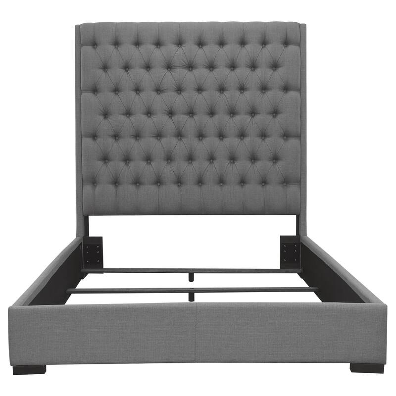 Camille Transitional Upholstered Panel Bed Grey