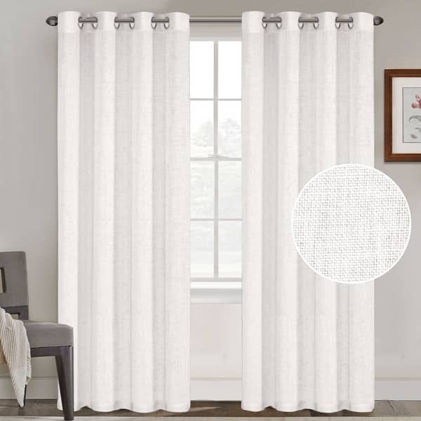 Linen Curtains 96 inch Length 2 Panels Set - On Sale - Overstock - 35931133
