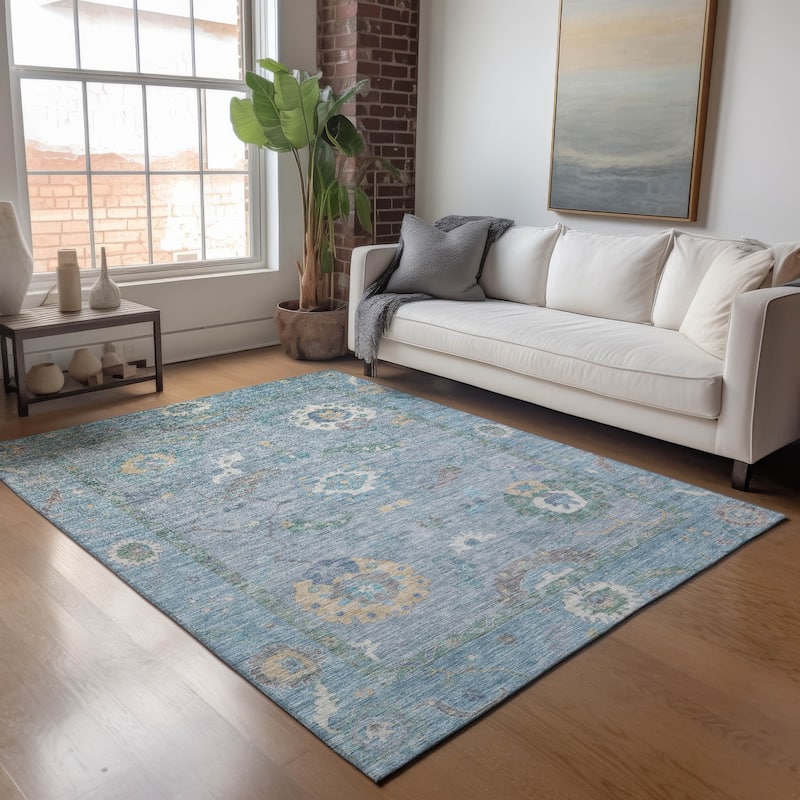Machine Washable Indoor/ Outdoor Traditional Boho Chantille Rug