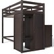 preview thumbnail 16 of 18, Espresso Twin Size Loft Bed with Wardrobe, Storage Shelves, and Ladder