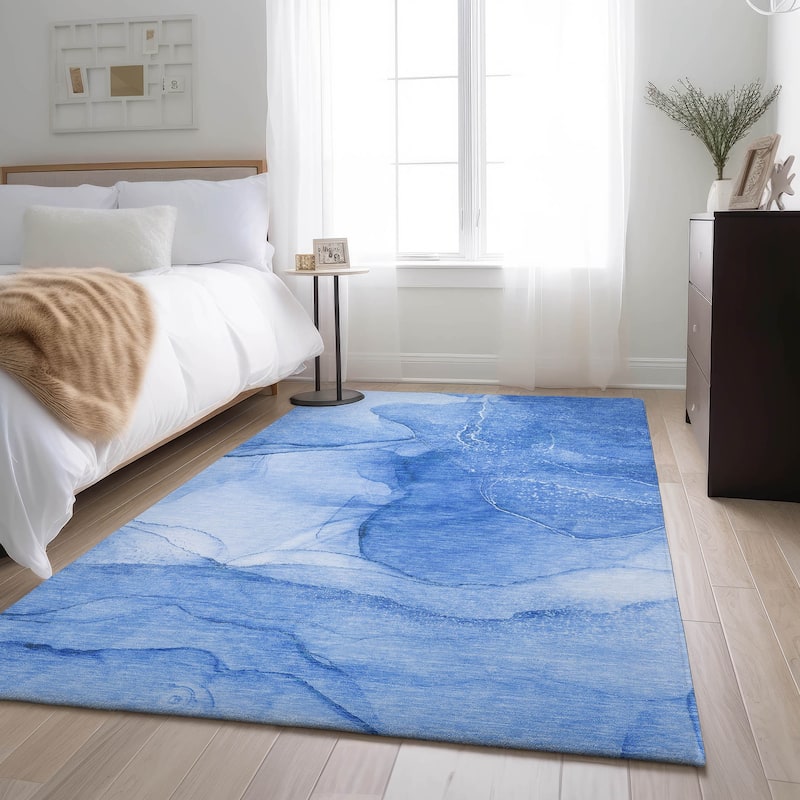 Premium Washable Super Soft Modern Glam Mayfield Rug - Blue - 9' x 12' - Rectangle