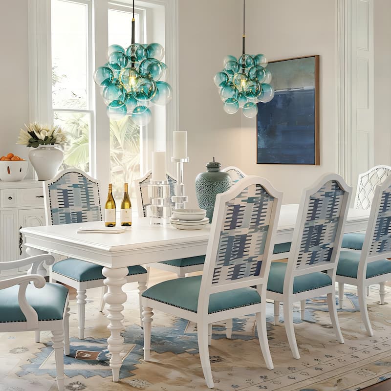 1-Light Modern Glam Sputnik Cluster Glass Globe Bubble Adjustable Height Chandelier for Dining Rooms