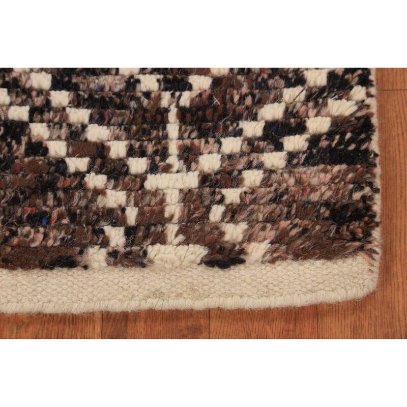 Brown Moroccan Oriental Foyer Rug Hand-Knotted Accent Wool Carpet - 2'0"x 3'0"