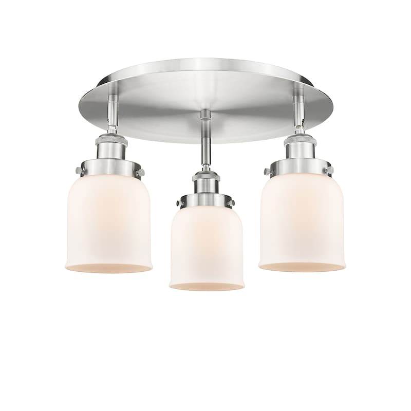 Innovations Lighting Bell - 3 Light 17" Flush Mount - Satin Nickel/Matte White