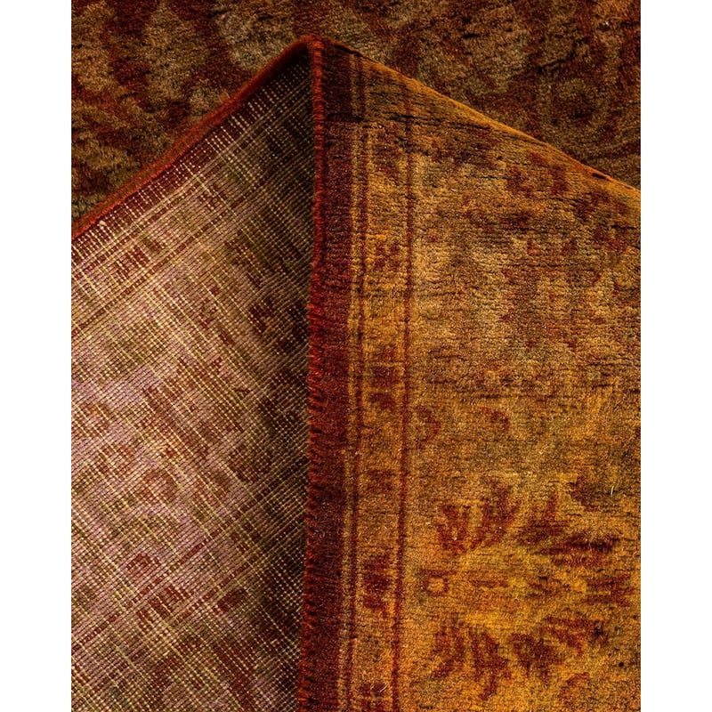 Overton Hand Knotted Wool Vintage Inspired Modern Contemporary Overdyed Red Area Rug - 2' 7" x 24' 1"