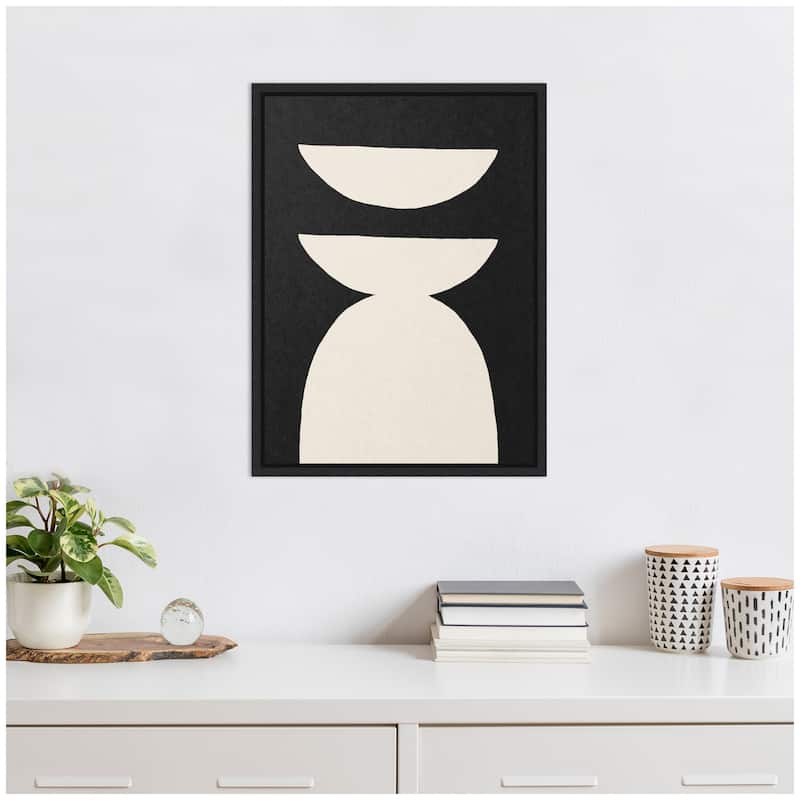 Kate and Laurel Sylvie White Geometric Abstract Framed Canvas by July Art Prints