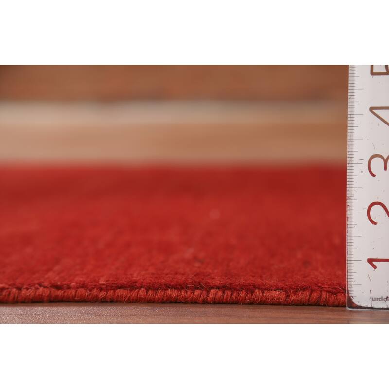 Contemporary Red Gabbeh Oriental Foyer Rug Handmade Wool Carpet - 3'4"x 4'10"